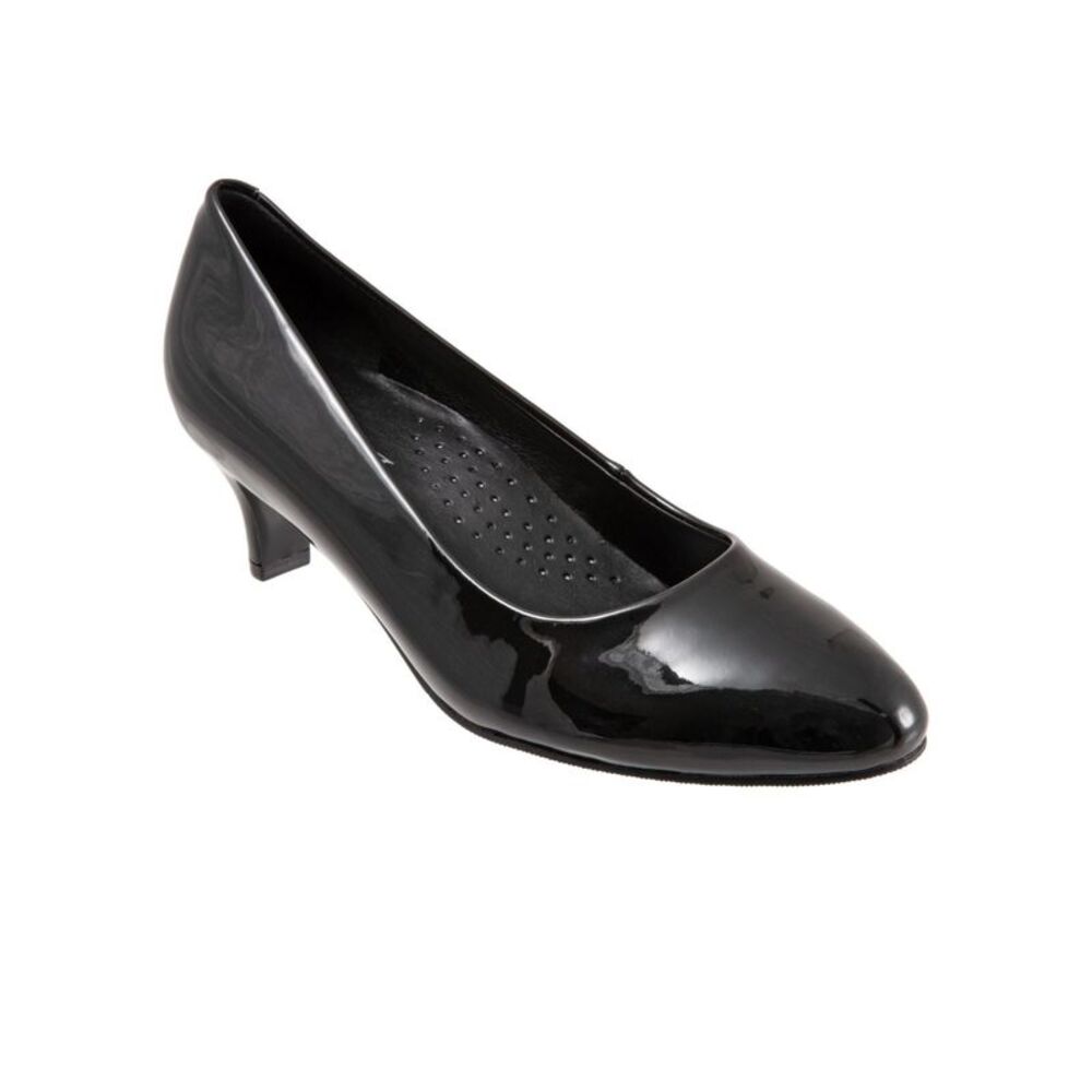 TROTTERS Womens Black Arch Support Fab Almond Toe Kitten Heel Slip On Pumps 9 N